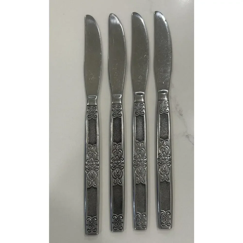 Vtg Oneida Silver Northland Moon Dance Set of 4 Dinner Knives 8” Flatware Lot - Picture 2 of 6